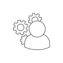 Digital User Account Settings Gear Line Icon