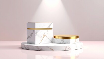 Luxurious marble podium golden accents serene backdrop