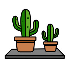 Cactus Pair Resting on Shelf