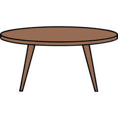 Simple Oval Brown Coffee Table with Four Slender Legs on a Solid Black Background Ideal for Minimalist Interior Design Mockups