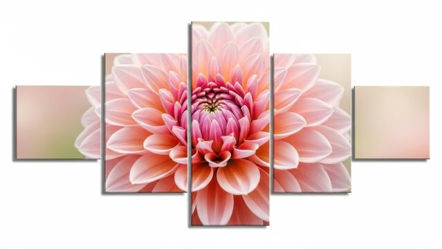 Vibrant pink dahlia flower close up multi panel canvas wall art for home decor