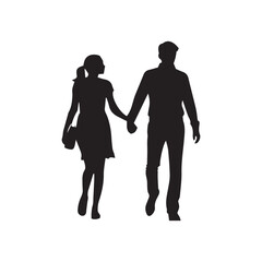 Couple Walking Silhouette Illustration