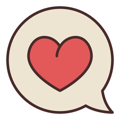 Speech Bubble with Red Heart vector partnership colored icon