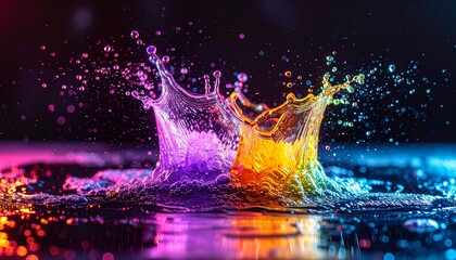 Vibrant liquid crown clash in darkness