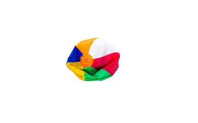 Colorful beach ball isolated, deflated, isolated