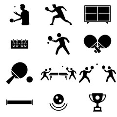 Table Tennis Ping Pong Icon Pack – Sports Silhouettes and Equipment Symbols