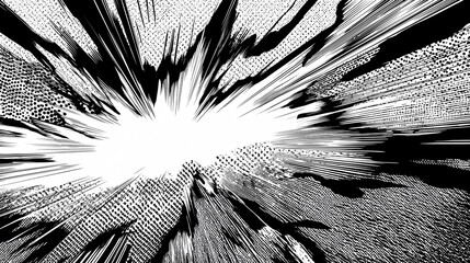 漫画風の光が炸裂する集中線スピード背景