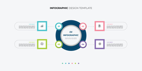 Modern Circle chart infographic template with 4 options for presentations. Infographic 4 diagram chart template for business 4, options, presentation with diagram elements, infographics