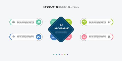 Modern Circle chart infographic template with 4 options for presentations. Infographic 4 diagram chart template for business 4, options, presentation with diagram elements, infographics