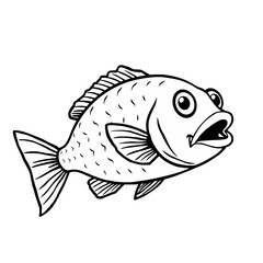 Fototapeta premium Fish drawing illustration vector outline image for coloring book and educational purposes vector art