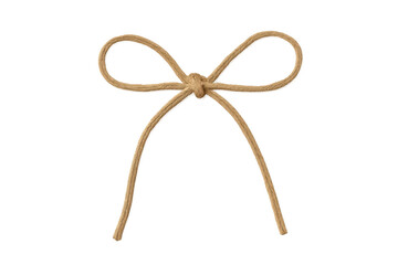 Jute twine bow knot tied on gift packaging or craft item, creating a rustic decorative element