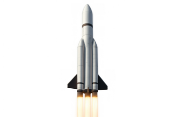 Rocket launching into space, propulsion system firing, space exploration, scientific advancement, future technology