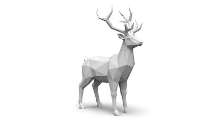 Obraz premium low poly deer sculpture on white background for modern branding and minimalist decor design