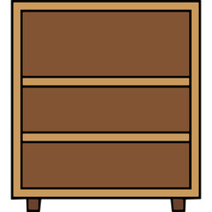 Simple Wooden Bookshelf With Three Shelves And Two Legs Against A Black Background