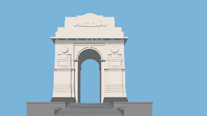 Illustration of India Gate, a war memorial located in New Delhi, India.