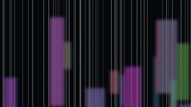 Dynamic data visualization with vibrant geometric shapes and glitch effects for modern business presentations and technology interfaces
