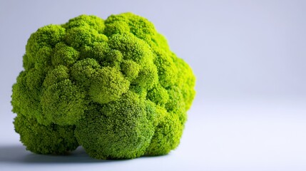 Fresh Green Broccoli Head Isolated on a Light Background