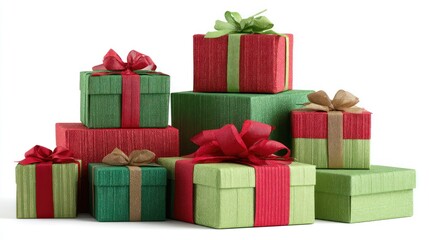 Obraz premium A festive arrangement of colorful gift boxes with ribbons, ready for celebration