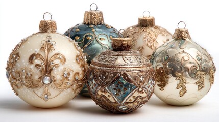 Ornate decorative ornaments are displayed against a white background.