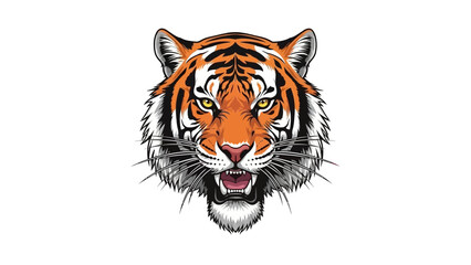 Fierce Tiger Head Roaring with Intense Gaze Illustration.