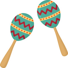 Bright illustration with pair of colorful maracas. Music, carnival and festival elements isolated on white
