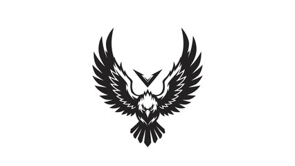 Stylized Black Eagle Emblem with Wings Spread Wide.