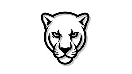 Intense Panther Head - Striking Black and White Vector Illustration.