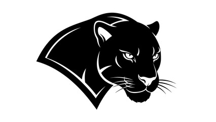 Black Panther Head Silhouette Fierce Animal Portrait.