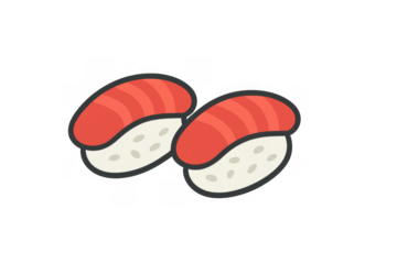 Sushi nigiri pieces icon representing japanese cuisine, seafood, and asian food illustration on transparent background
