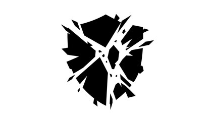 Broken Shield Icon Illustrates Vulnerability and Shattered Protection.