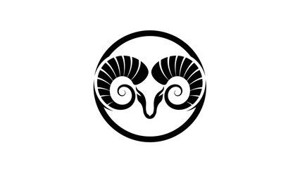 Obraz premium Stylized Ram Head Logo in Circle.
