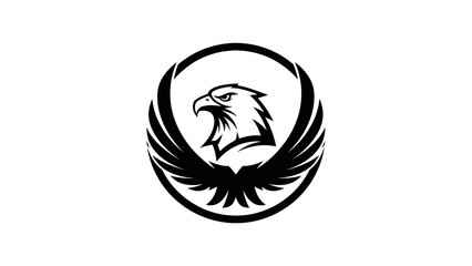 Eagle Head Emblem with Wings Logo Design.