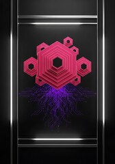 Obraz premium Abstract geometric network formation with connected hexagonal layers