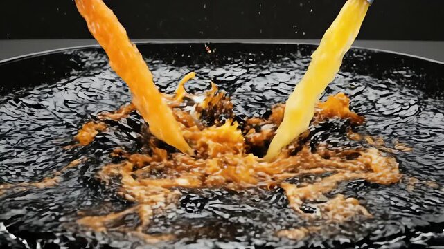 Orange and Lemon Juice in a Jet Stream, Set Against a Black Background, A Pure Sweet Liquid Splash and Dynamic Abstract.