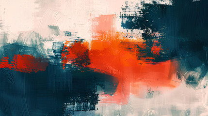 Abstract Brushstrokes in Contrast: A vivid artwork features bold brushstrokes in a dance of contrasting colors &ndash; rich crimson, deep navy, and soft hues.