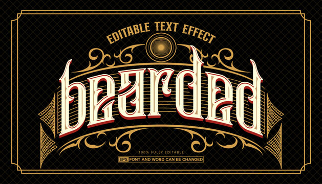 Vintage text effect, Victorian editable typography style