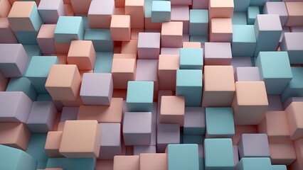 Soft Pastel 3D Abstract Cube Pattern Background