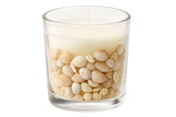 Scented candle with seashells for spa relaxation