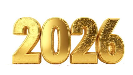 Golden 2026 year numbers on black background for new year celebrations