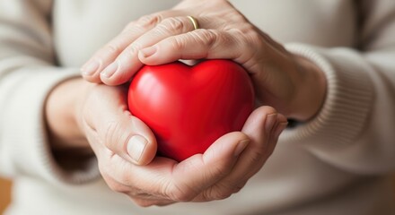 Elderly Hands Embracing Red Heart — Honoring Family Caregivers and Compassionate Support
