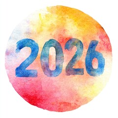 Watercolor illustration of New Year's numbers 2026. AI generative.