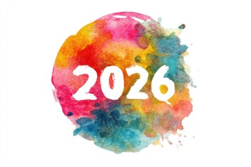 Watercolor illustration of New Year's numbers 2026. AI generative.