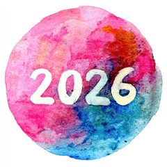 Watercolor illustration of New Year's numbers 2026. AI generative.