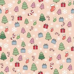 Seamless pattern with christmas elements. Vector illustration