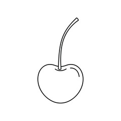 Simple outline drawing of a single cherry with stem