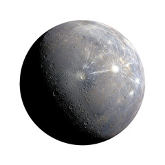 "Full Moon Detailed Crater Surface with Bright Highlights - Isolated on White"