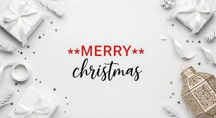 Festive Christmas Gift Flat Lay with Holiday Decoration and Message