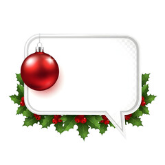 “Red Christmas Ornament with Holly Border – Seasonal Decor Icon in White Frame”

