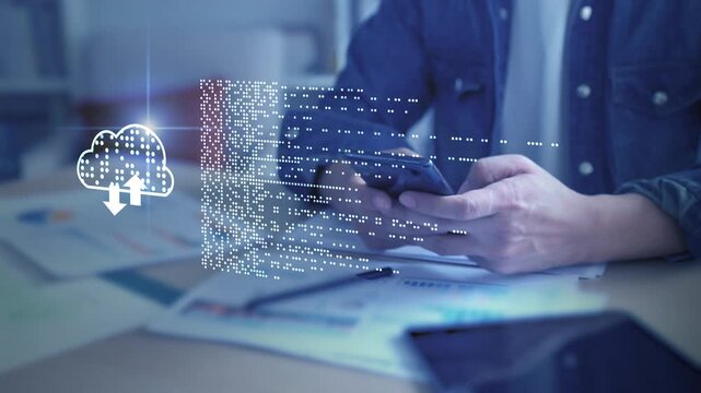 Document Management System DMS cloud computing Artificial Intelligence AI learning, Developer training a machine learning model cloud-based data documents stored on a secure cloud network.