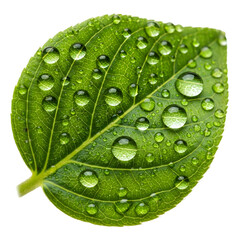 "Fresh Green Leaf with Morning Dew Drops – Close-Up Macro Nature Photography"